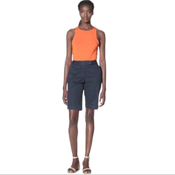 Faconnable Navy High Waist Twill Long Short Size 2 - Picture 6 of 6